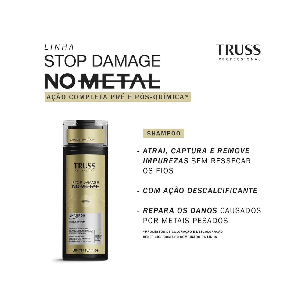 Detalhe do frasco Shampoo Truss No Metal 300ml